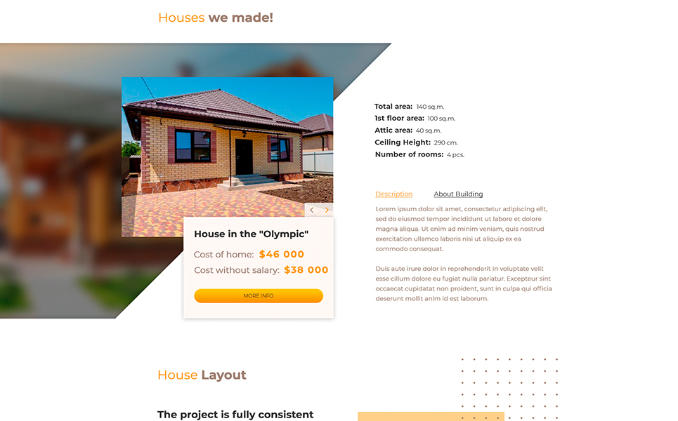 Download PSD шаблон "Cozy House PSD Template" / Cozy House PSD Template - PSD шаблон на тему графика house construction landing country houses countryhouses
