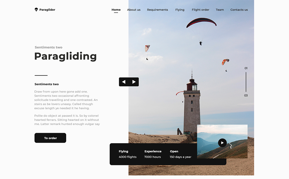 Download PSD шаблон "Paraglider PSD Template" / Paraglider PSD Template - Адаптивный PSD шаблон на тему графика paraglider,psd,designe,template