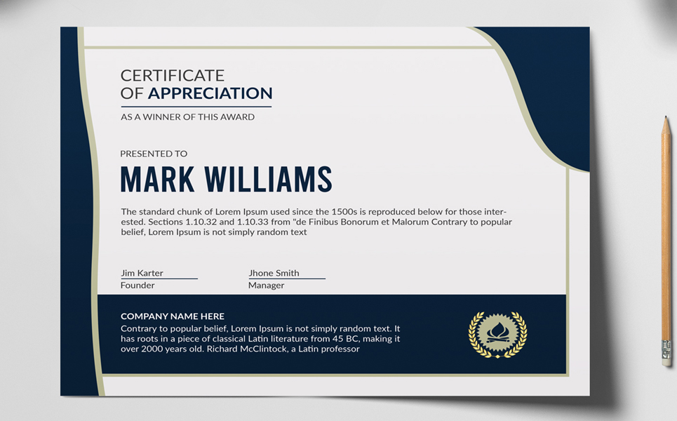 Download Шаблон сертификата "Professional Appreciation Design Certificate Template" / Professional Appreciation Design Certificate Template - Шаблон сертификата на тему графика achievement acknowledgement appraisal appreciation award certificate indesign psd template certification corporate diploma employee excellence frame graduation modern paper performance