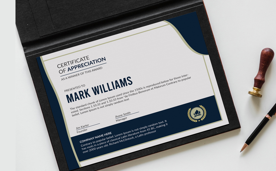 Download Шаблон сертификата "Professional Appreciation Design Certificate Template" / Professional Appreciation Design Certificate Template - Шаблон сертификата на тему графика achievement acknowledgement appraisal appreciation award certificate indesign psd template certification corporate diploma employee excellence frame graduation modern paper performance