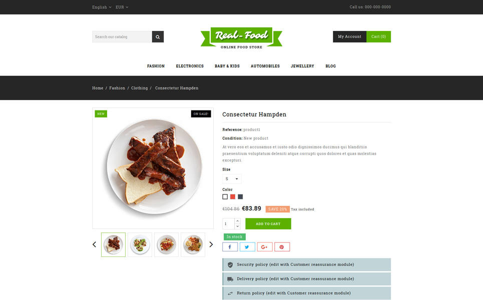 Real Food - Restaurant Store PrestaShop Theme