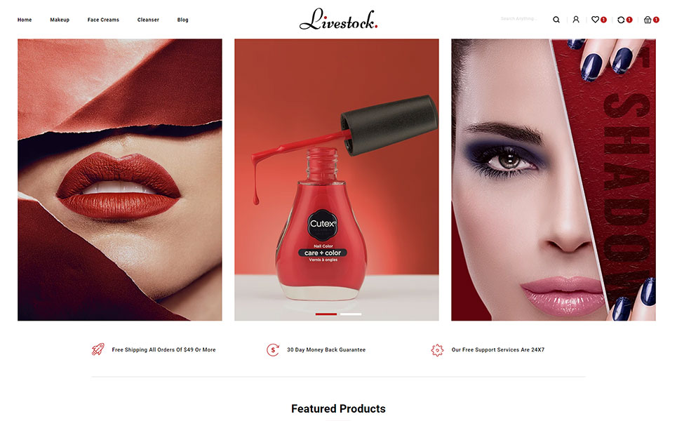 LiveStock Cosmetic Store Shopify Theme