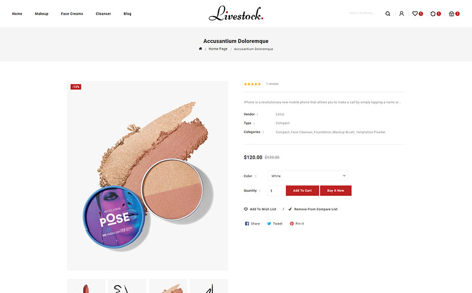 LiveStock Cosmetic Store Shopify Theme