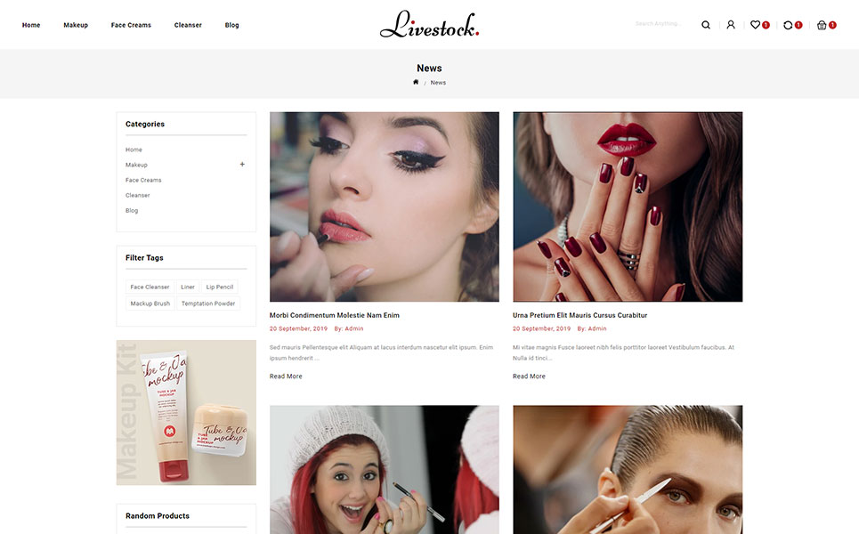 LiveStock Cosmetic Store Shopify Theme