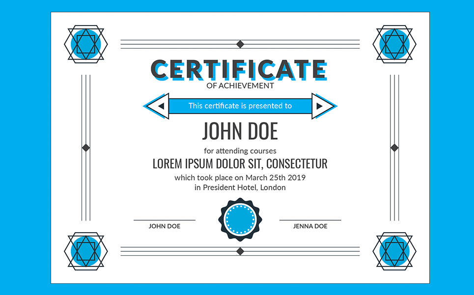 Download Шаблон сертификата "Metamorph Certificate Template" / Metamorph Certificate Template - Шаблон сертификата на тему графика award certificate graduation courses learning achievement study education lessons minimal clean