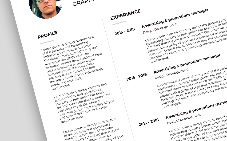 Download Резюме "John Adam - Resume Template" / John Adam - Resume Template - Резюме на тему графика a4 clean resume cv doc elegant template indesign infographic modern professional creative design minimal pages portfolio word us letter