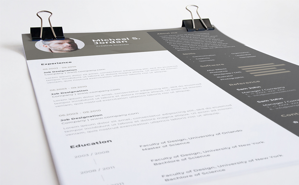 Download Резюме "Creative Designer Professional Resume Template" / Creative Designer Professional Resume Template - Резюме на тему графика resume cv clean template simple photoshop shop job creative a4 us letter diy professional page cover printable modern stationery