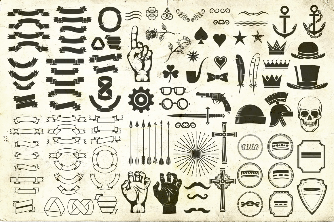 Download Иллюстрация "Hipster Skull Design Bundle - Illustration" / Hipster Skull Design Bundle - Illustration - Иллюстрация на тему графика emblem badge label illustration banner professional poster stamp ribbon symbol