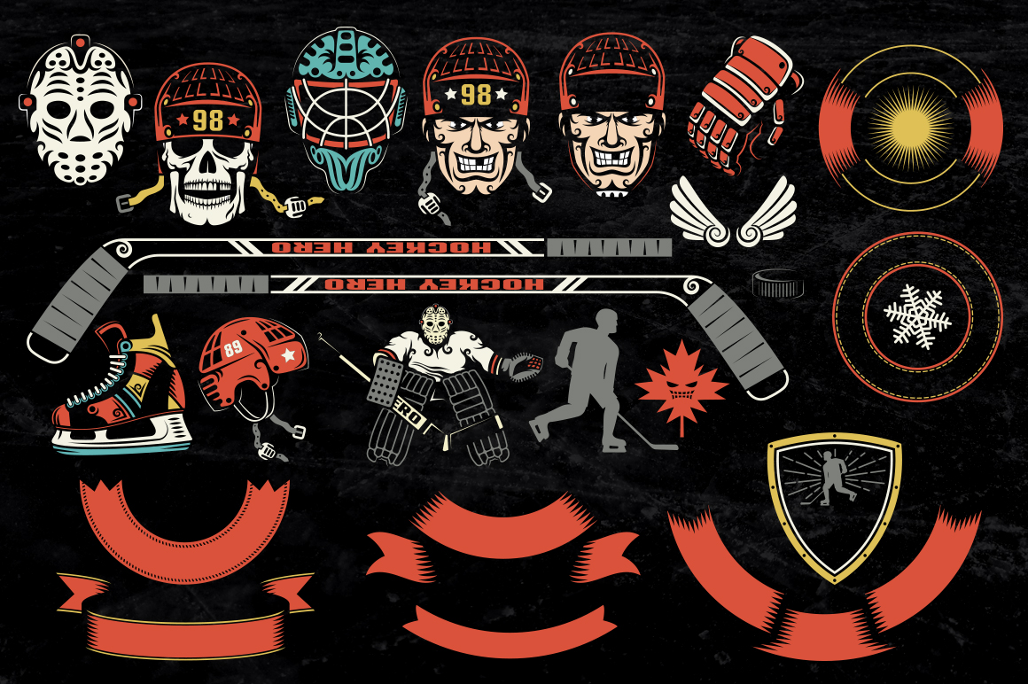 Download Иллюстрация "Hochey Dark Bundle - Illustration" / Hochey Dark Bundle - Illustration - Иллюстрация на тему графика emblem badge label illustration banner professional poster stamp ribbon symbol
