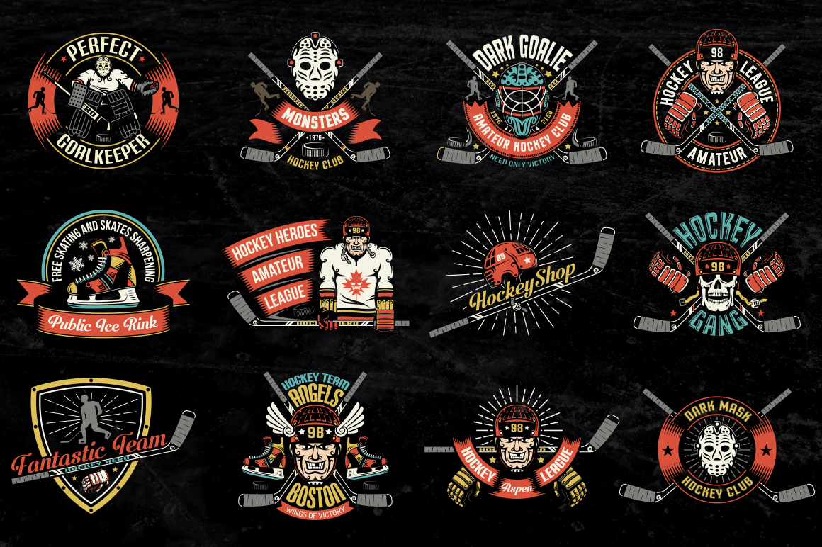 Download Иллюстрация "Hochey Dark Bundle - Illustration" / Hochey Dark Bundle - Illustration - Иллюстрация на тему графика emblem badge label illustration banner professional poster stamp ribbon symbol