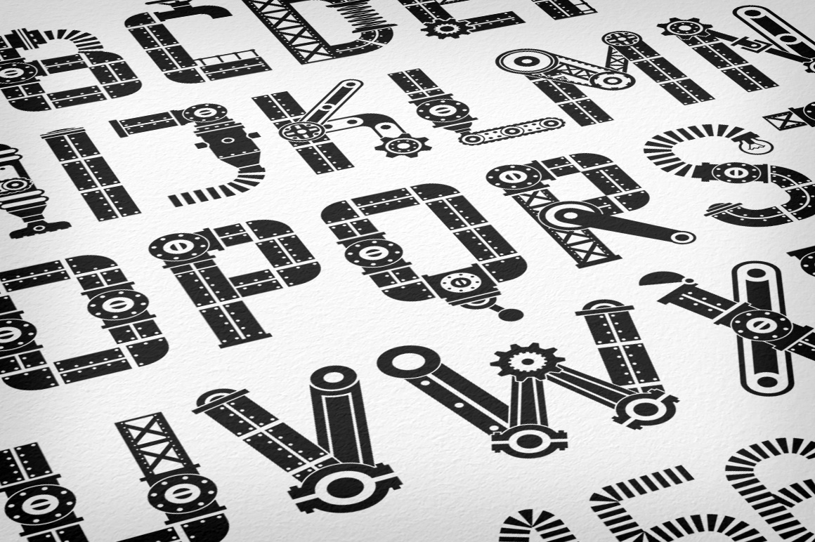 Download Шрифт "SteamPunk  Industry Mania Font" / SteamPunk  Industry Mania Font - Шрифт на тему графика emblem badge label illustration banner professional poster stamp ribbon symbol