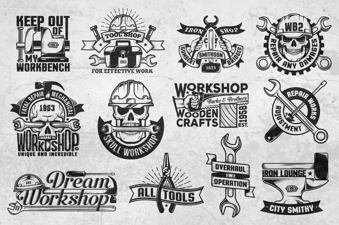 Download Иллюстрация "Workshop Bundle 2 - Illustration" / Workshop Bundle 2 - Illustration - Иллюстрация на тему графика emblem badge label illustration banner professional poster stamp ribbon symbol