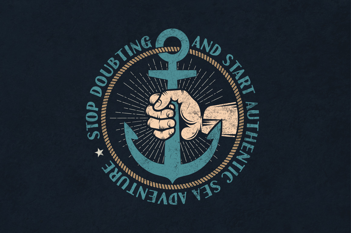 Download Иллюстрация "Anchor in Hand Retro - Illustration" / Anchor in Hand Retro - Illustration - Иллюстрация на тему графика emblem badge label illustration banner professional poster stamp ribbon symbol