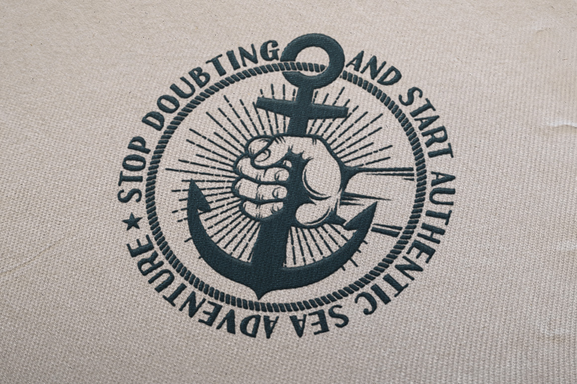 Download Иллюстрация "Anchor in Hand Retro - Illustration" / Anchor in Hand Retro - Illustration - Иллюстрация на тему графика emblem badge label illustration banner professional poster stamp ribbon symbol