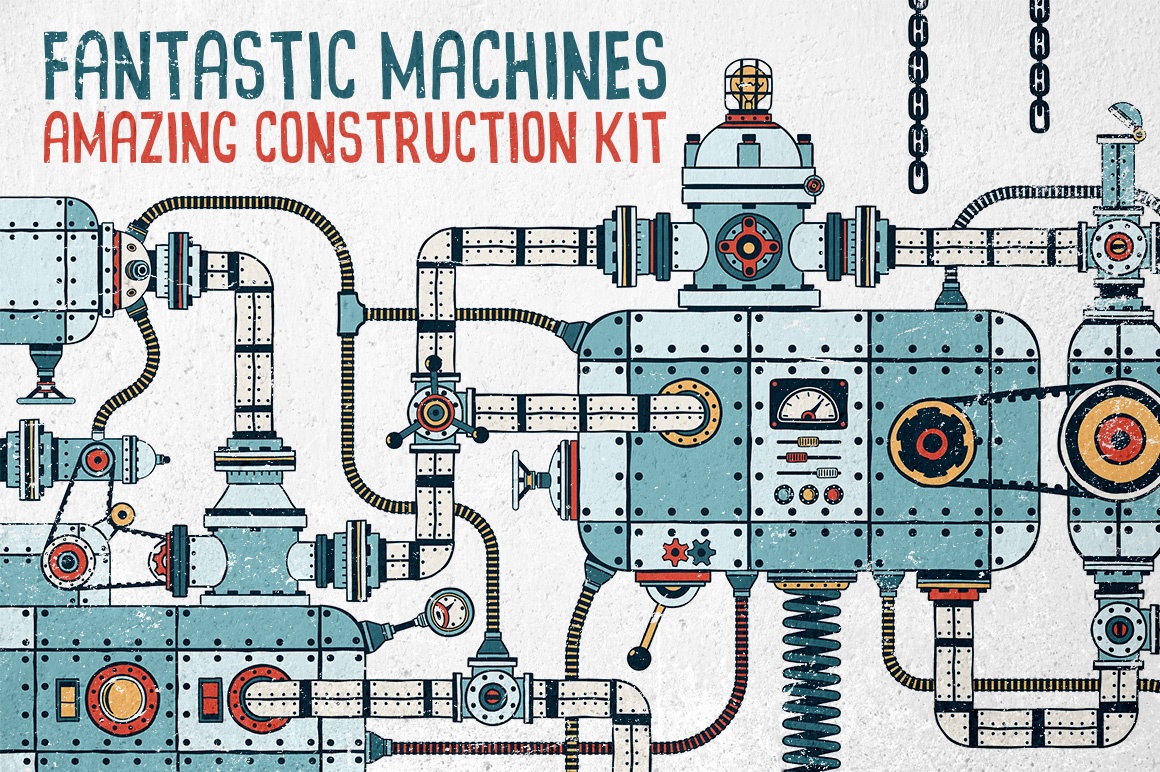 Download Иллюстрация "Fantastic Machines Construction Kit - Illustration" / Fantastic Machines Construction Kit - Illustration - Иллюстрация на тему графика emblem badge label illustration banner professional poster stamp ribbon symbol