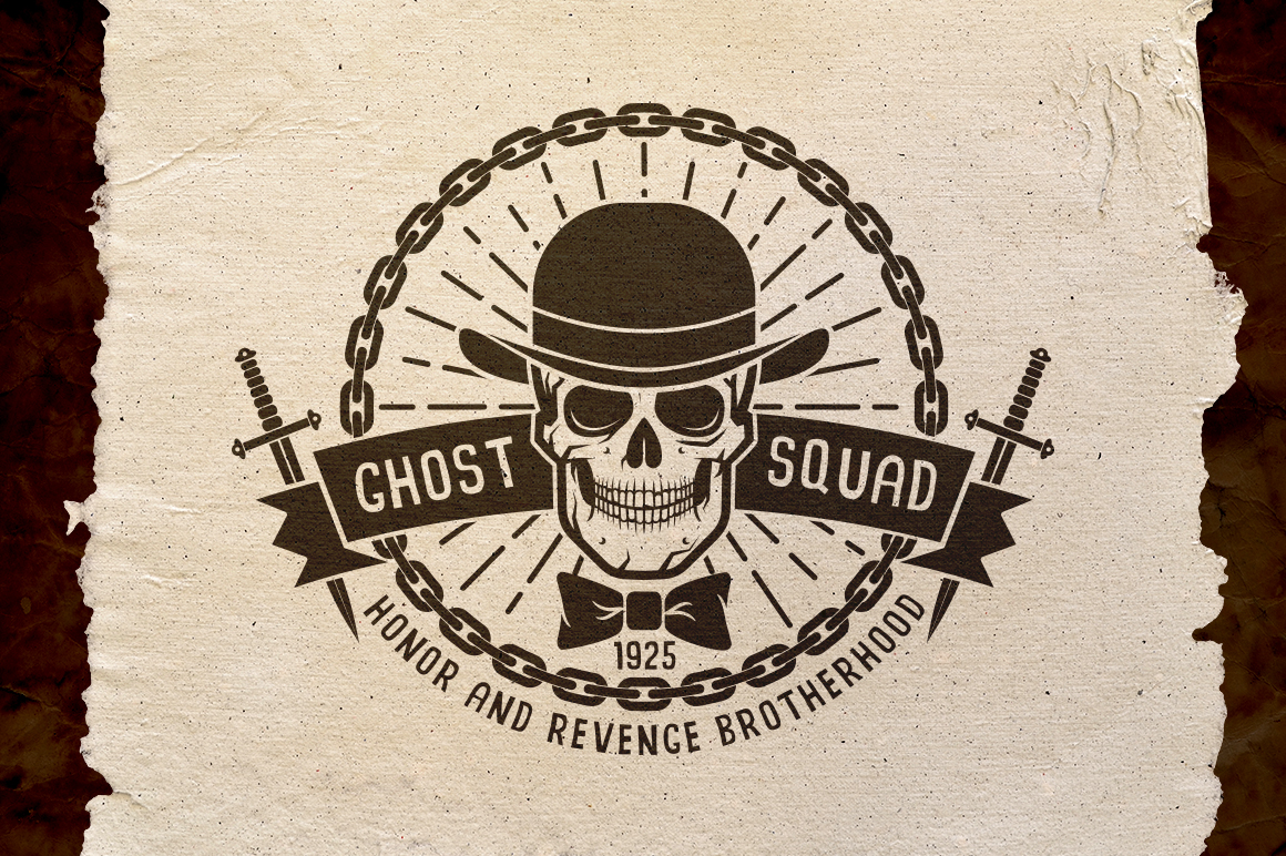 Download Иллюстрация "Ghost Squad Skull Emblem - Illustration" / Ghost Squad Skull Emblem - Illustration - Иллюстрация на тему графика emblem badge label illustration banner professional poster stamp ribbon symbol