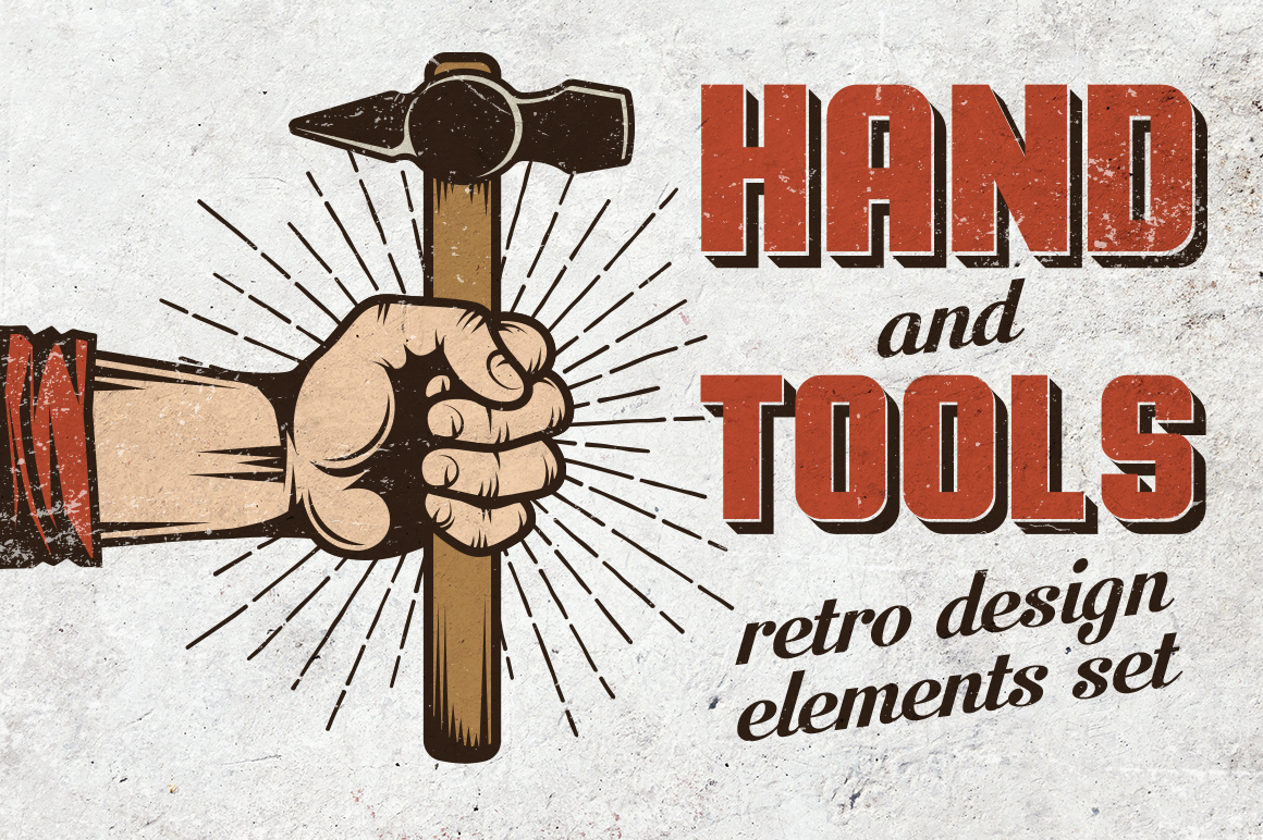 Download Иллюстрация "Hand and Tools Set - Illustration" / Hand and Tools Set - Illustration - Иллюстрация на тему графика emblem badge label illustration banner professional poster stamp ribbon symbol