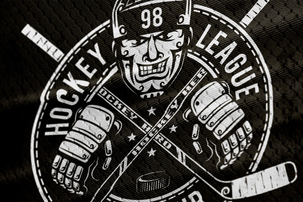 Download Иллюстрация "Hockey Logo on Dark - Illustration" / Hockey Logo on Dark - Illustration - Иллюстрация на тему графика emblem badge label illustration banner professional poster stamp ribbon symbol