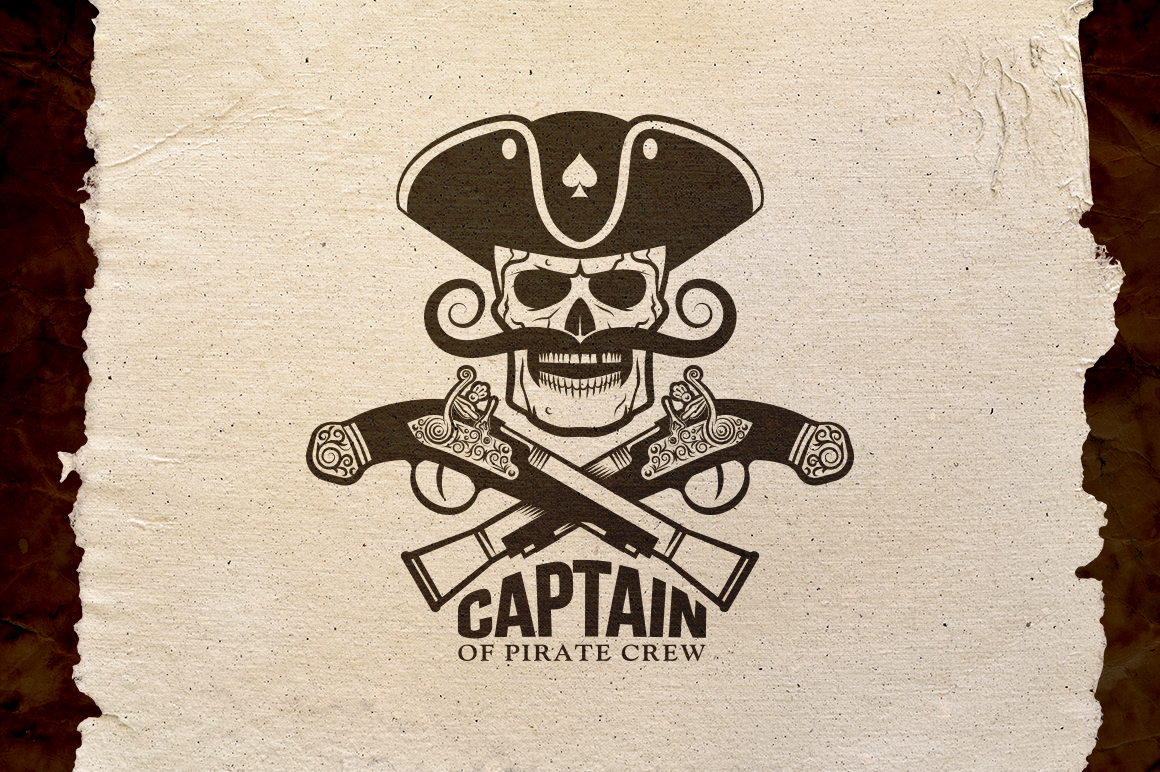 Download Иллюстрация "Pirate Captain Emblem - Illustration" / Pirate Captain Emblem - Illustration - Иллюстрация на тему графика emblem badge label illustration banner professional poster stamp ribbon symbol
