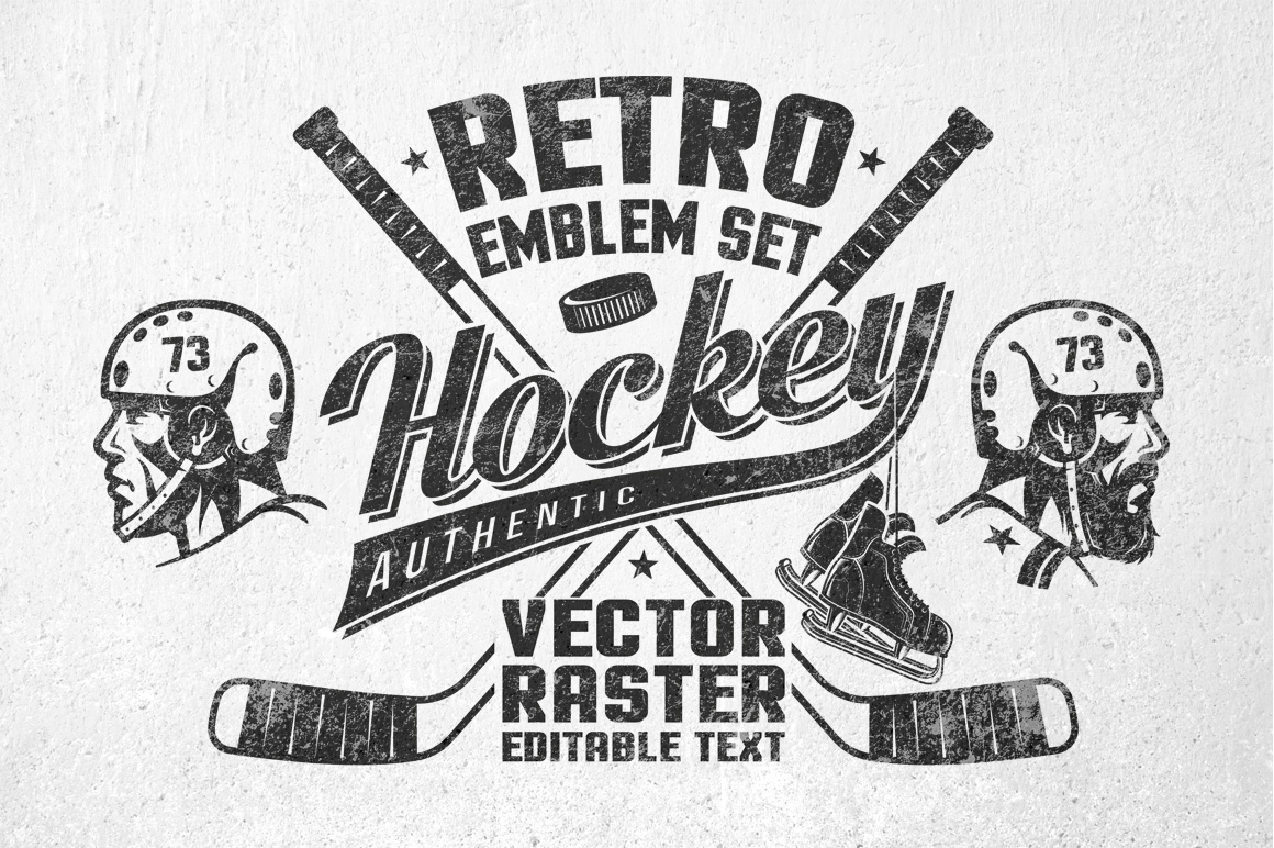 Download Иллюстрация "Retro Hockey Emblem - Illustration" / Retro Hockey Emblem - Illustration - Иллюстрация на тему графика emblem badge label illustration banner professional poster stamp ribbon symbol