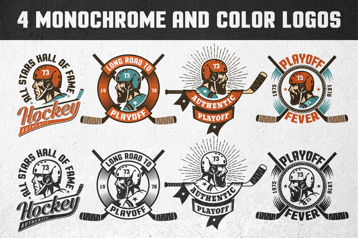 Download Иллюстрация "Retro Hockey Emblem - Illustration" / Retro Hockey Emblem - Illustration - Иллюстрация на тему графика emblem badge label illustration banner professional poster stamp ribbon symbol