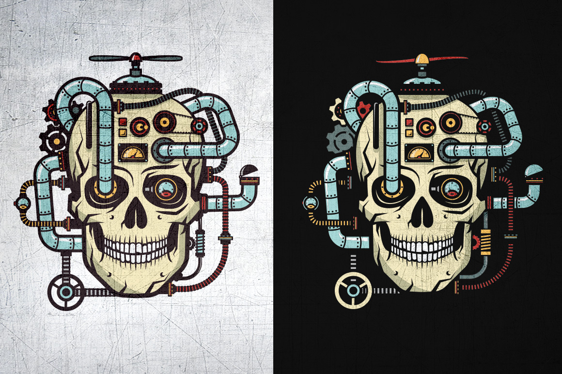 Download Иллюстрация "Steampunk Skull - Illustration" / Steampunk Skull - Illustration - Иллюстрация на тему графика emblem badge label illustration banner professional poster stamp ribbon symbol