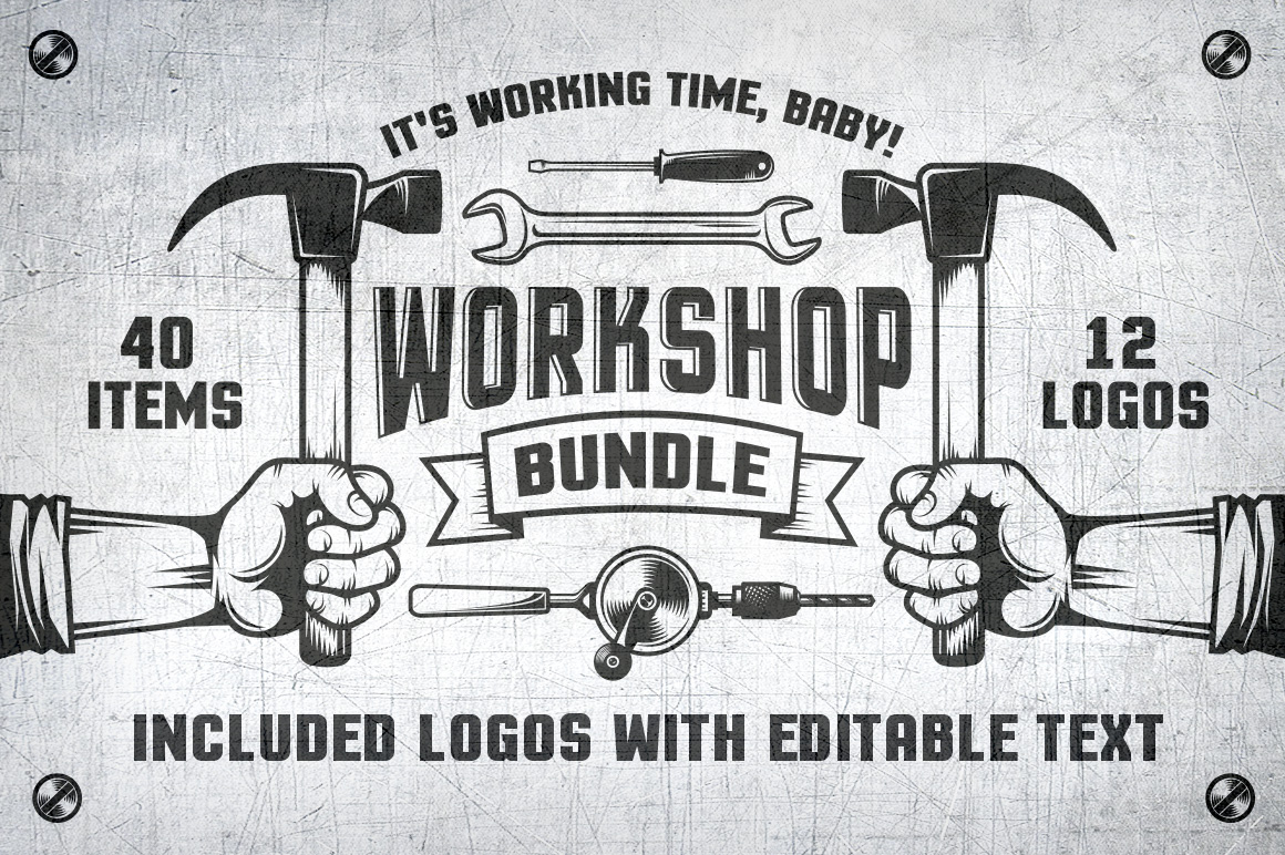 Download Иллюстрация "Workshop Bundle - Illustration" / Workshop Bundle - Illustration - Иллюстрация на тему графика emblem badge label illustration banner professional poster stamp ribbon symbol