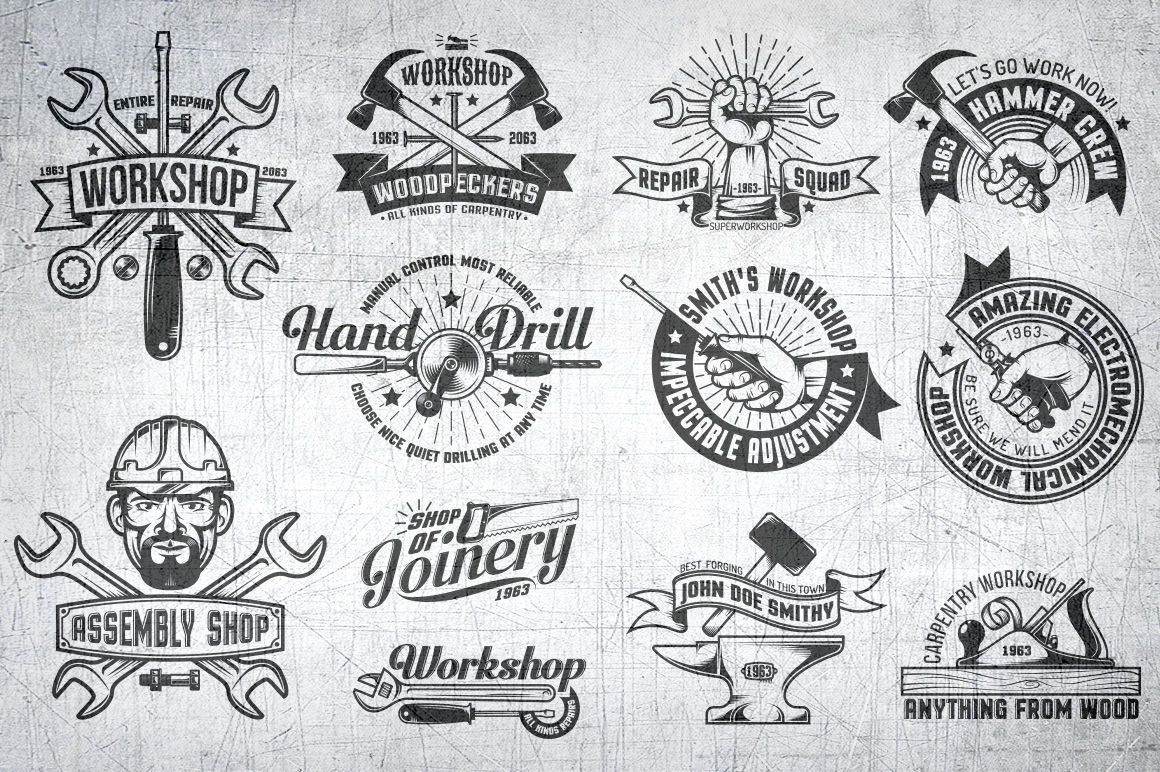 Download Иллюстрация "Workshop Bundle - Illustration" / Workshop Bundle - Illustration - Иллюстрация на тему графика emblem badge label illustration banner professional poster stamp ribbon symbol
