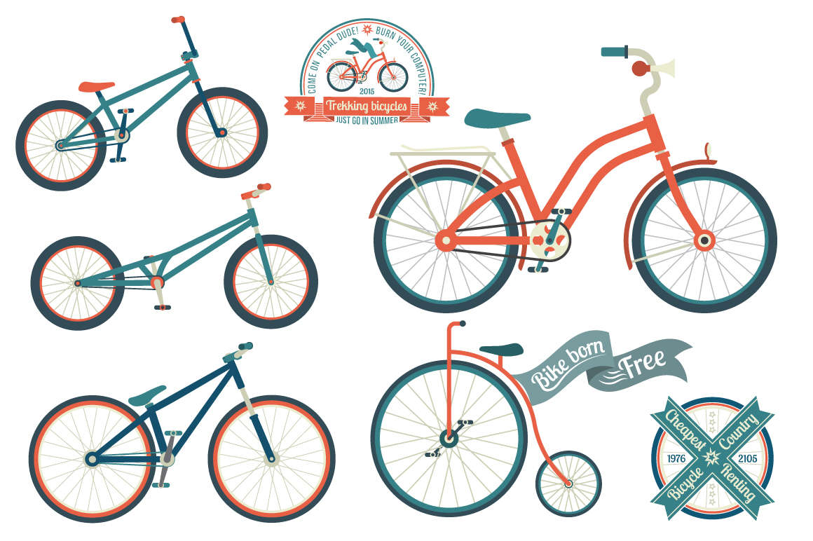 Download Иллюстрация "Bicycles - Illustration" / Bicycles - Illustration - Иллюстрация на тему графика emblem badge label illustration banner professional poster stamp ribbon symbol