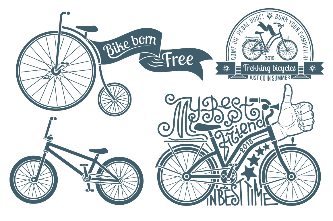 Download Иллюстрация "Bicycles - Illustration" / Bicycles - Illustration - Иллюстрация на тему графика emblem badge label illustration banner professional poster stamp ribbon symbol