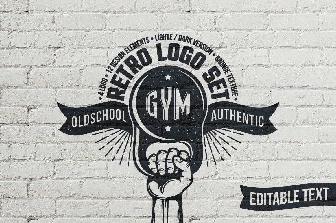Download Иллюстрация "Gym Retro Emblem - Illustration" / Gym Retro Emblem - Illustration - Иллюстрация на тему графика emblem badge label illustration banner professional poster stamp ribbon symbol