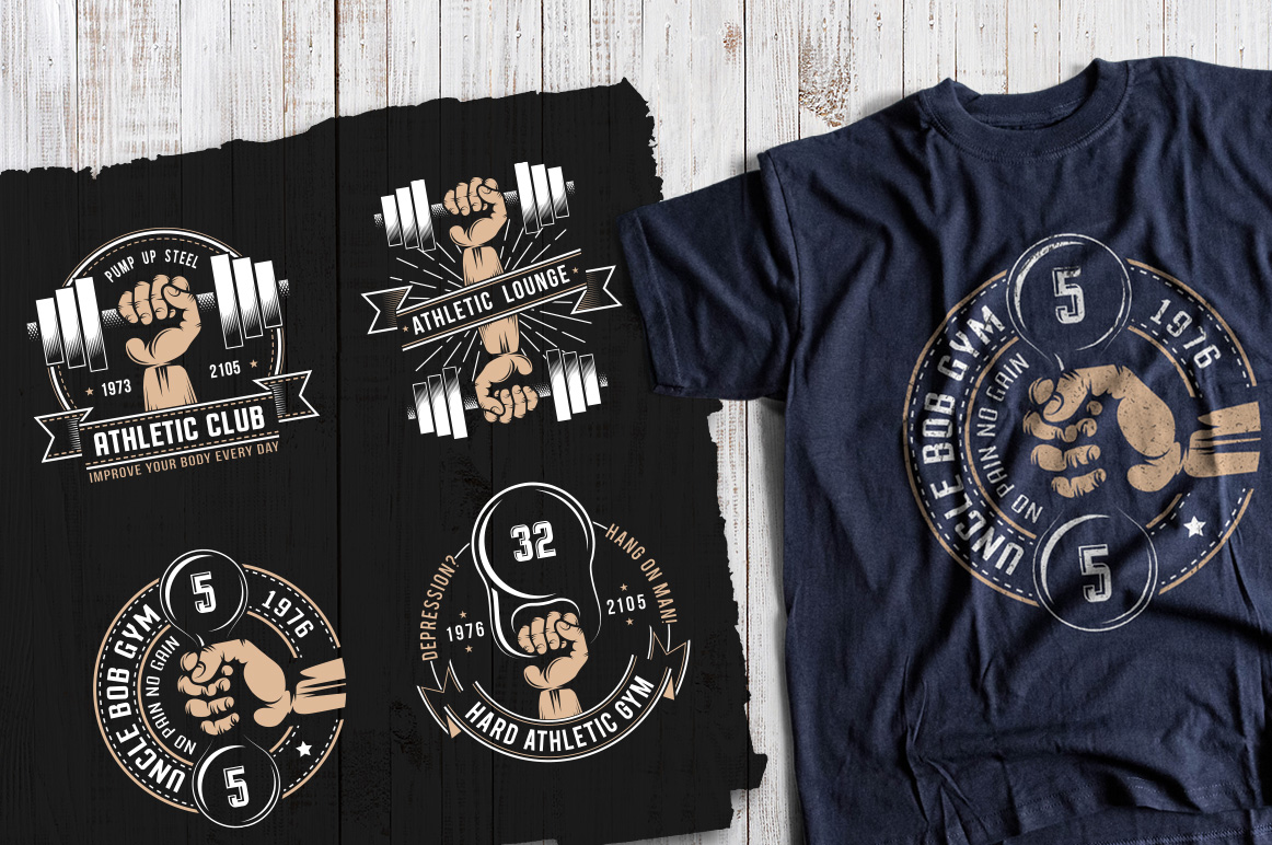 Download Иллюстрация "Gym Retro Emblem - Illustration" / Gym Retro Emblem - Illustration - Иллюстрация на тему графика emblem badge label illustration banner professional poster stamp ribbon symbol