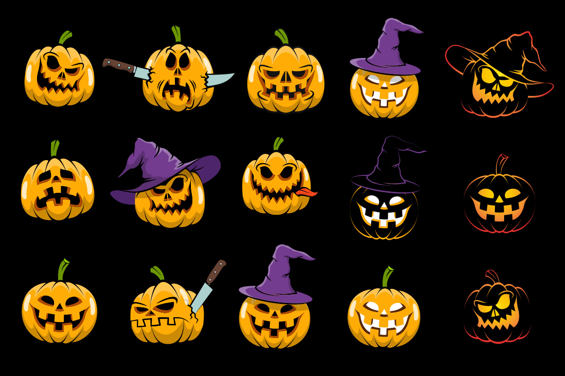 Download Иллюстрация "Halowen Pumpkins Pack - Illustration" / Halowen Pumpkins Pack - Illustration - Иллюстрация на тему графика emblem badge label illustration banner professional poster stamp ribbon symbol