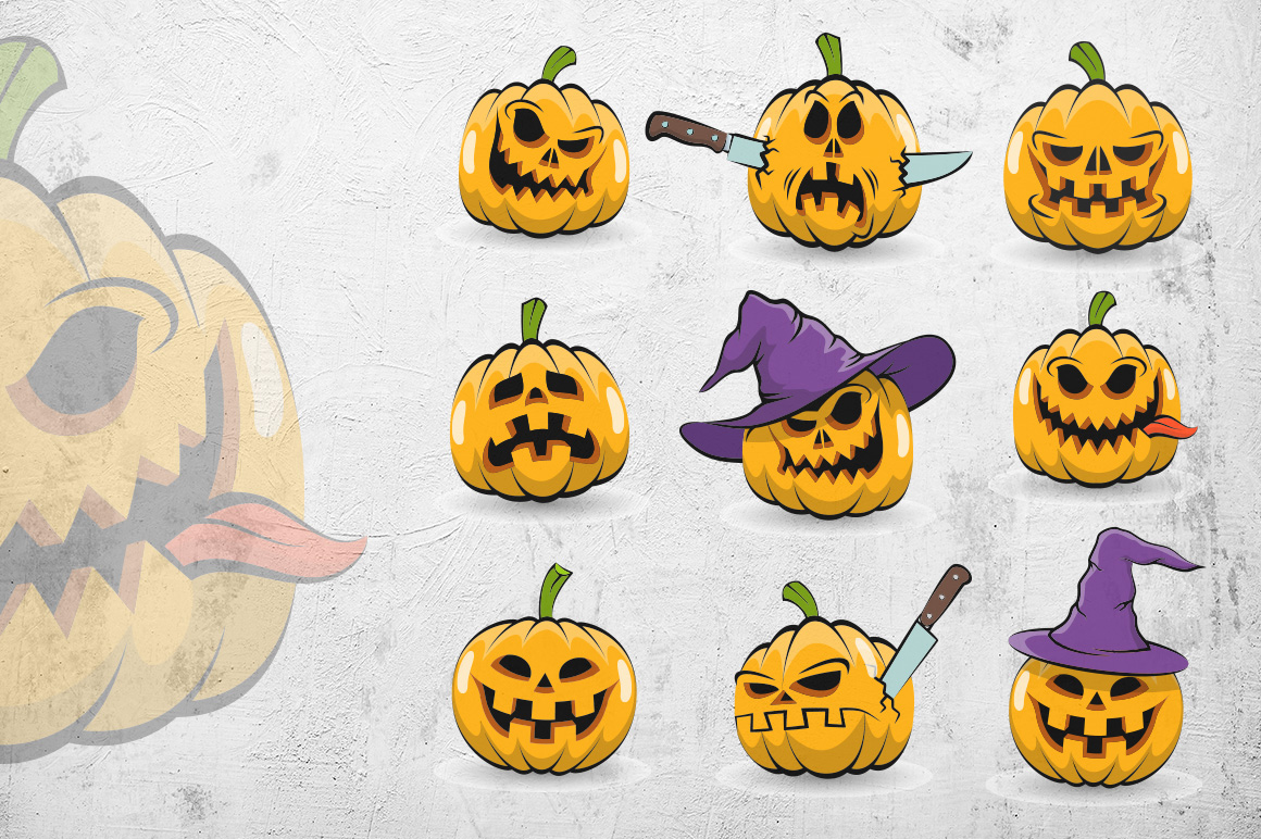 Download Иллюстрация "Halowen Pumpkins Pack - Illustration" / Halowen Pumpkins Pack - Illustration - Иллюстрация на тему графика emblem badge label illustration banner professional poster stamp ribbon symbol