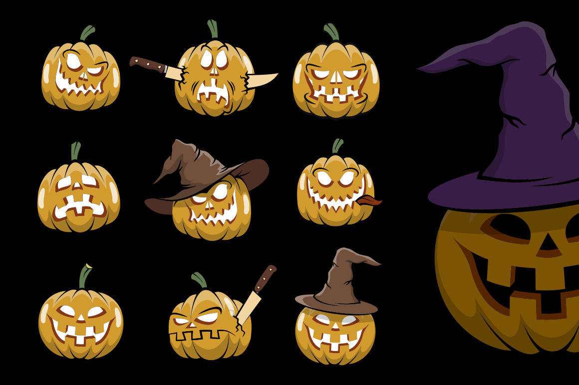 Download Иллюстрация "Halowen Pumpkins Pack - Illustration" / Halowen Pumpkins Pack - Illustration - Иллюстрация на тему графика emblem badge label illustration banner professional poster stamp ribbon symbol