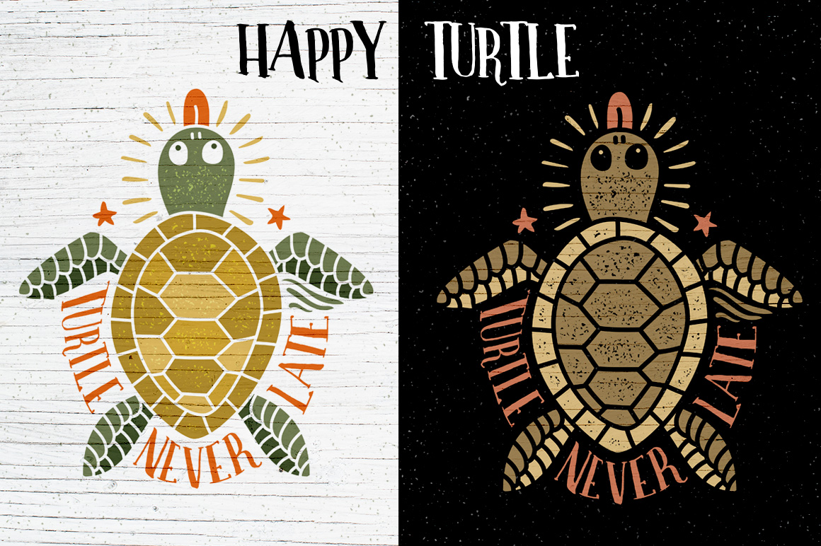 Download Иллюстрация "Happy Turtle - Illustration" / Happy Turtle - Illustration - Иллюстрация на тему графика emblem badge label illustration banner professional poster stamp ribbon symbol