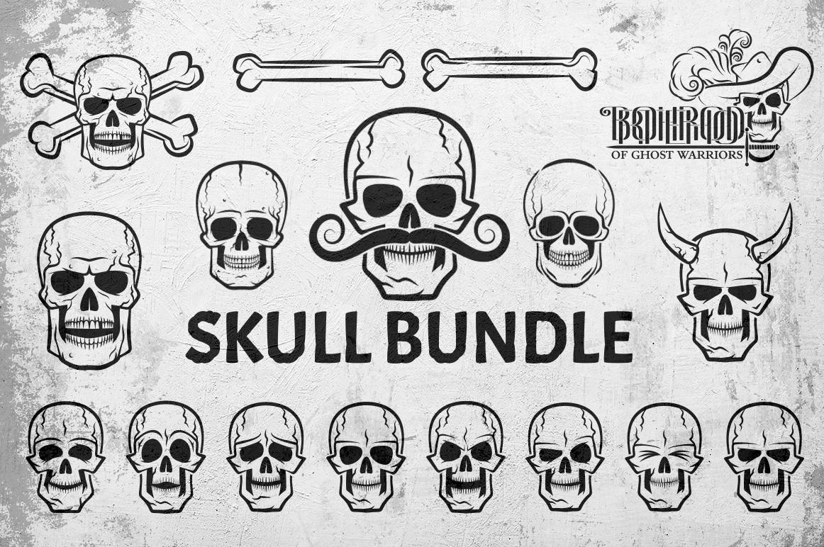 Download Иллюстрация "Skull Bundle - Illustration" / Skull Bundle - Illustration - Иллюстрация на тему графика emblem badge label illustration banner professional poster stamp ribbon symbol