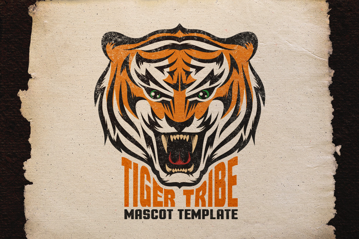 Download Иллюстрация "Tiger Mascot - Illustration" / Tiger Mascot - Illustration - Иллюстрация на тему графика emblem badge label illustration banner professional poster stamp ribbon symbol