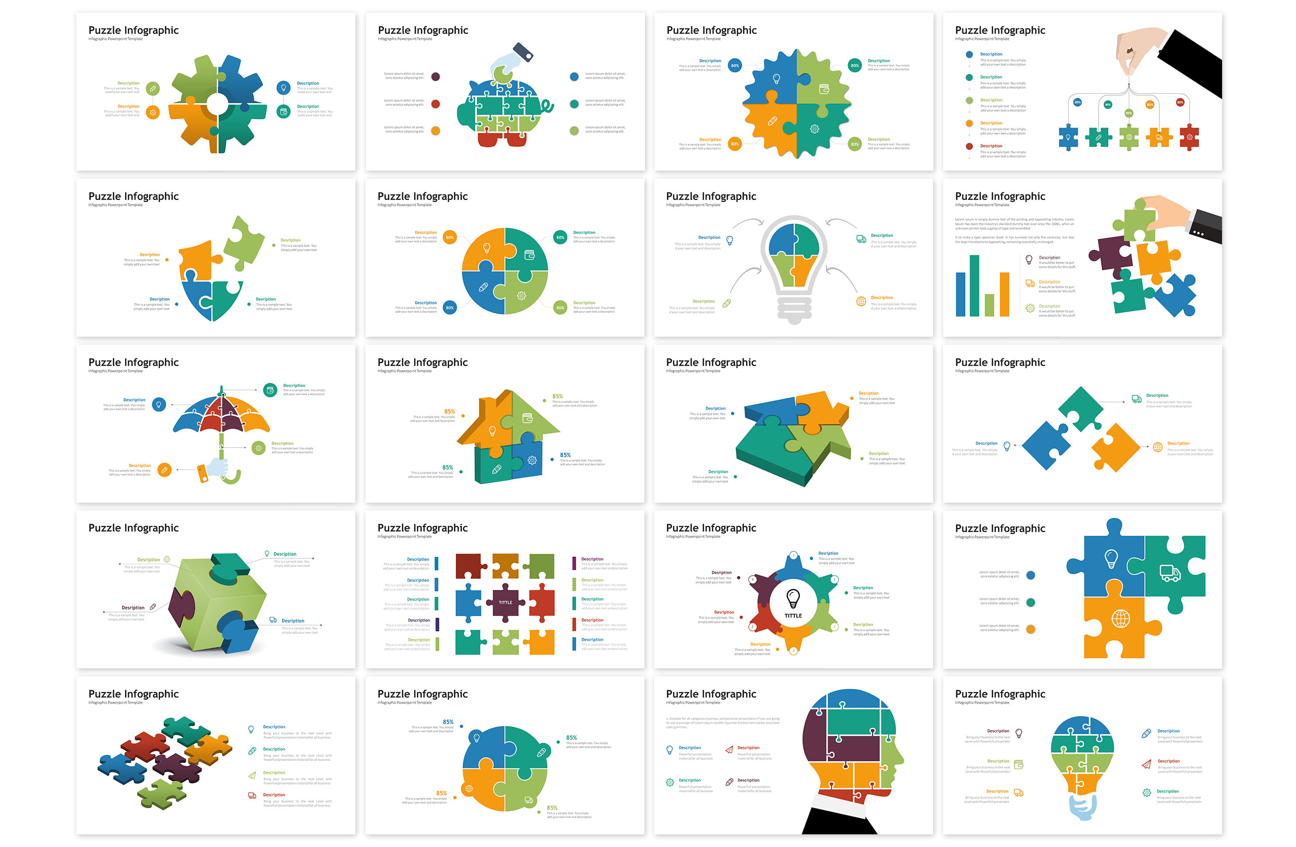 Puzzle Presentation - Infographic PowerPoint template for $21