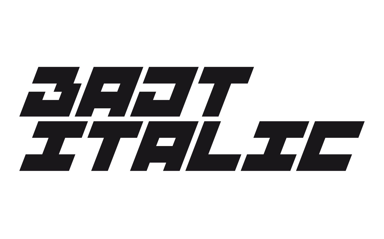 Download Шрифт "Bajt Italic Font" / Bajt Italic Font - Шрифт на тему графика bit bajt byte font typeface computer tech data digital display futuristic game geometric grid logo modern pixel pixelfont italic heavy