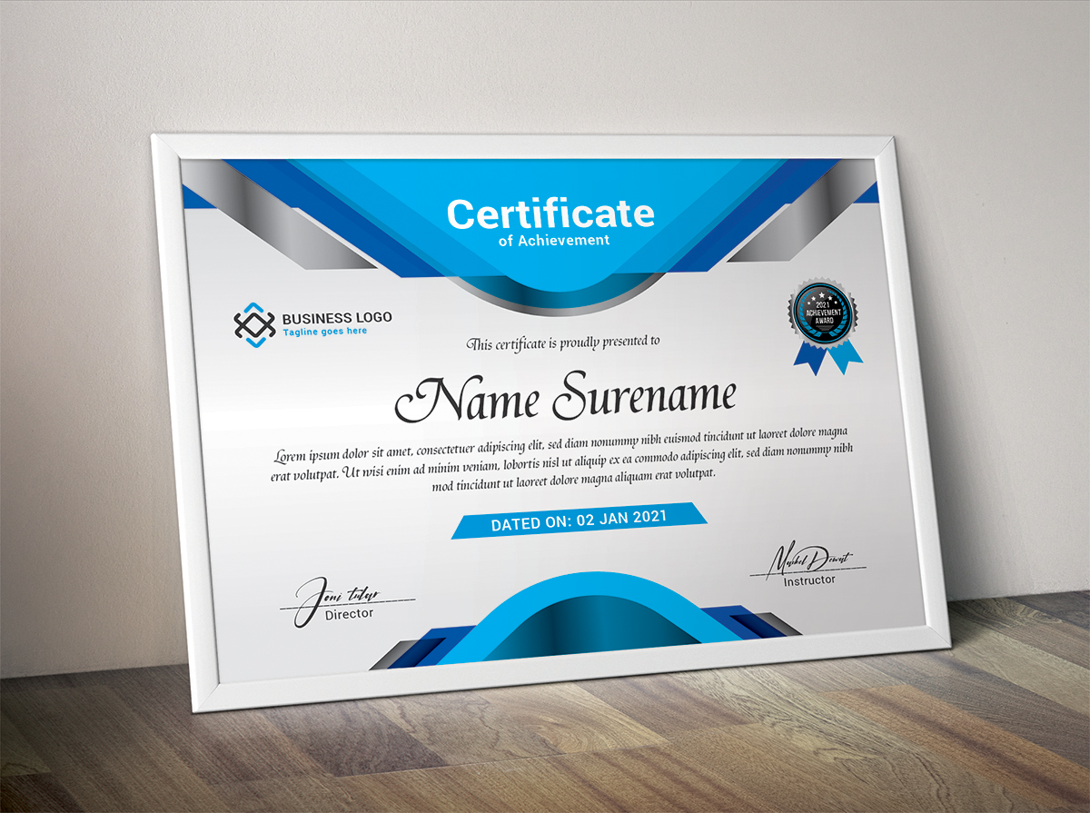 Download Шаблон сертификата "Elegant Metallic Certificate Template" / Elegant Metallic Certificate Template - Шаблон сертификата на тему графика achievement appreciation award diploma completion acknowledgement certificates eyelash nail extension modern luxury multipurpose professional training red blue gold green yellow