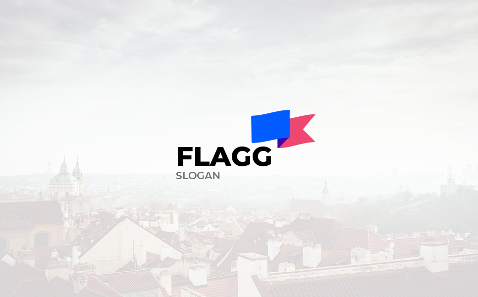 Download Шаблон логотипа "Flagg Design Logo Template" / Flagg Design Logo Template - Шаблон логотипа на тему графика flag logo new red blue design trend flat vector print ready ai eps 2019 style graphic type