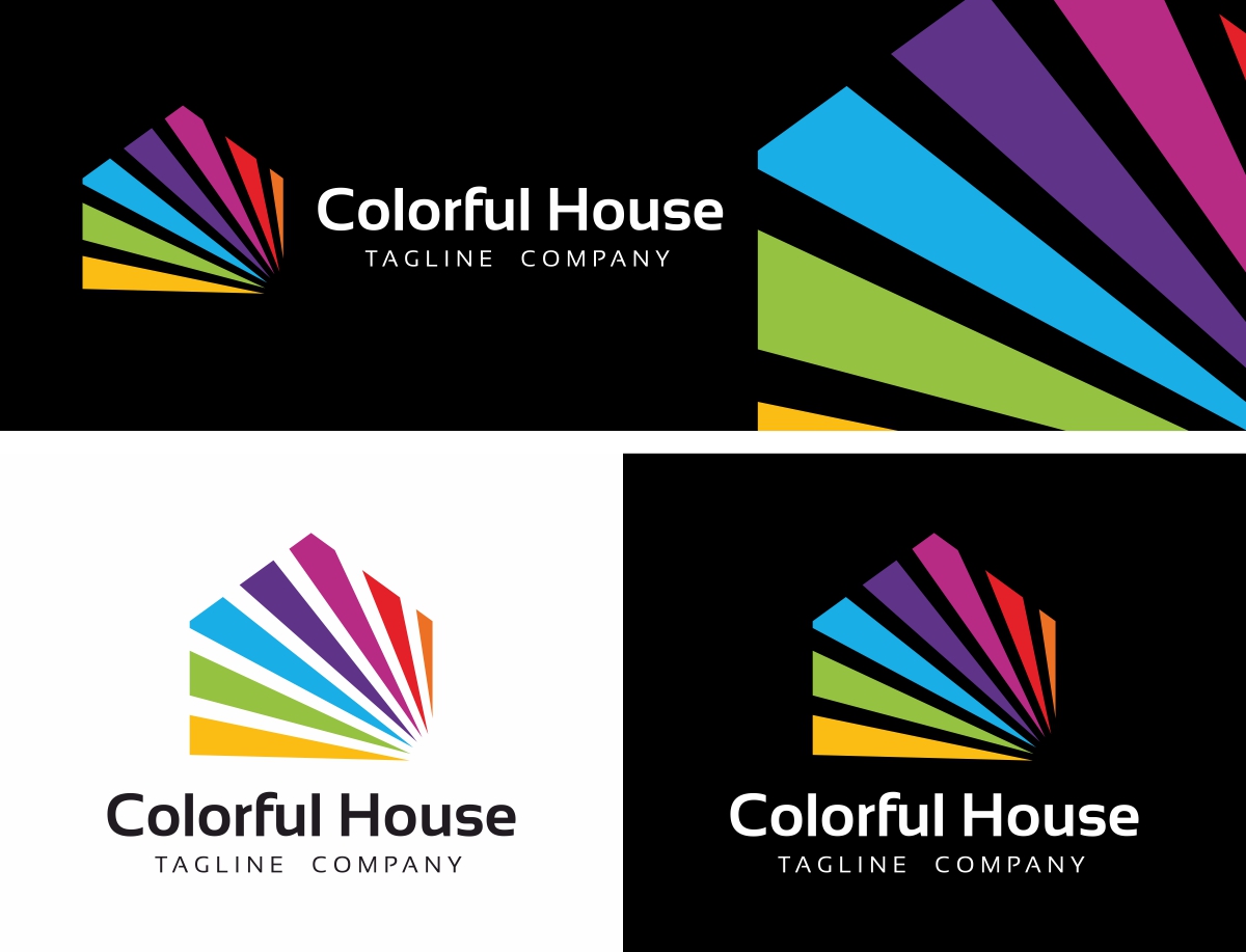 Download Шаблон логотипа "Colorful House Logo Template" / Colorful House Logo Template - Шаблон логотипа на тему графика architecture art gallery charity children s foundation hospital creative eco house ecologic ecology farm green home handmade happy staging finder