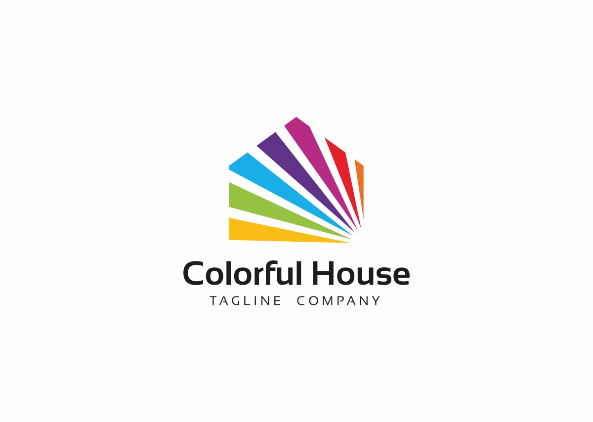 Download Шаблон логотипа "Colorful House Logo Template" / Colorful House Logo Template - Шаблон логотипа на тему графика architecture art gallery charity children s foundation hospital creative eco house ecologic ecology farm green home handmade happy staging finder