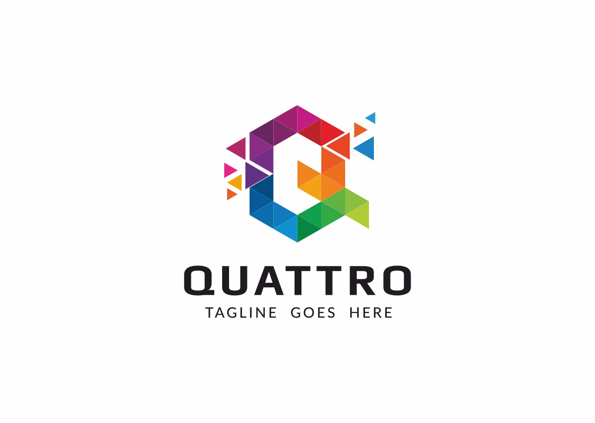 Download Шаблон логотипа "Quattro Logo Template" / Quattro Logo Template - Шаблон логотипа на тему графика agency art box brand branding business colorful colors corporative cube cubic cubical data designer firm hexagon identity letter q media