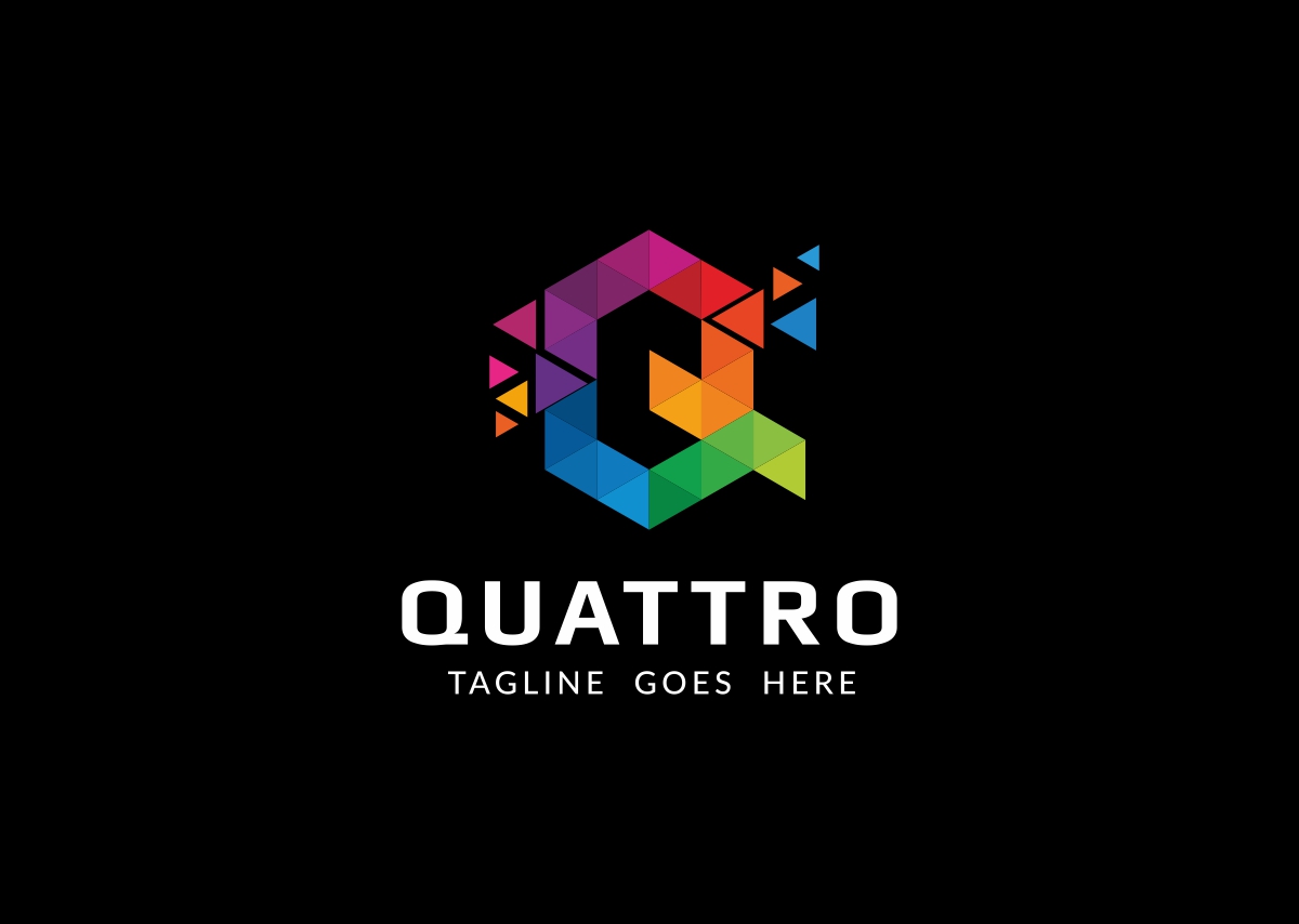 Download Шаблон логотипа "Quattro Logo Template" / Quattro Logo Template - Шаблон логотипа на тему графика agency art box brand branding business colorful colors corporative cube cubic cubical data designer firm hexagon identity letter q media