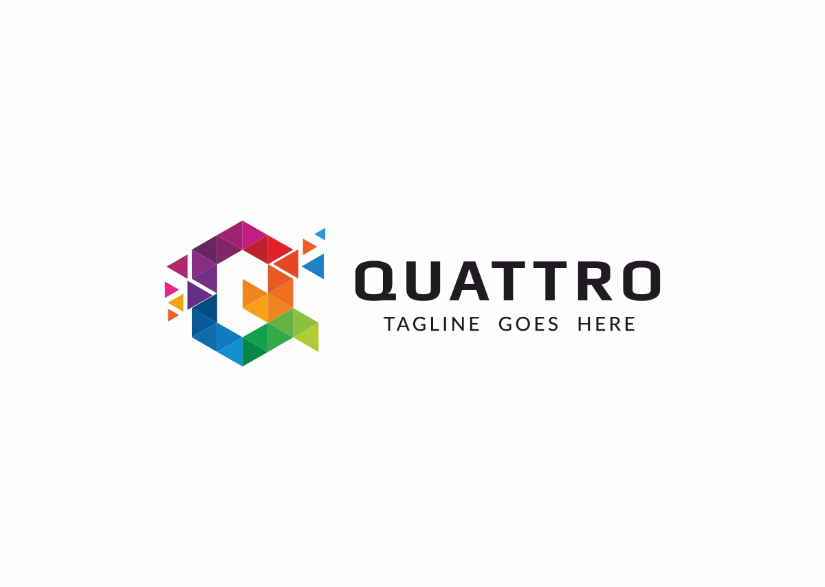 Download Шаблон логотипа "Quattro Logo Template" / Quattro Logo Template - Шаблон логотипа на тему графика agency art box brand branding business colorful colors corporative cube cubic cubical data designer firm hexagon identity letter q media