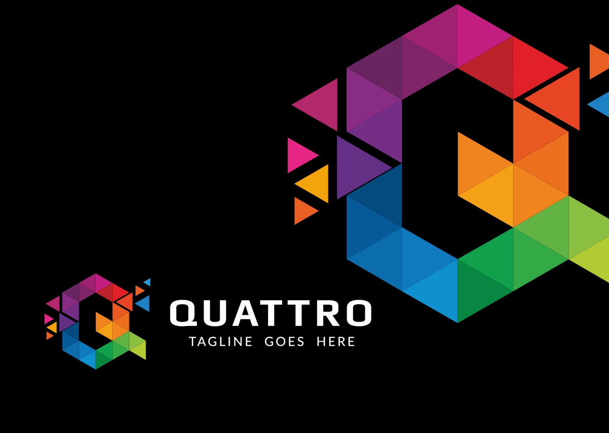 Download Шаблон логотипа "Quattro Logo Template" / Quattro Logo Template - Шаблон логотипа на тему графика agency art box brand branding business colorful colors corporative cube cubic cubical data designer firm hexagon identity letter q media