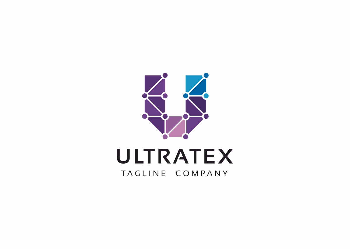 Download Шаблон логотипа "Ultratex Logo Template" / Ultratex Logo Template - Шаблон логотипа на тему графика 3d ai app blue brand branding business company corporate eps hardware identity internet letter logo design logotype modern software system
