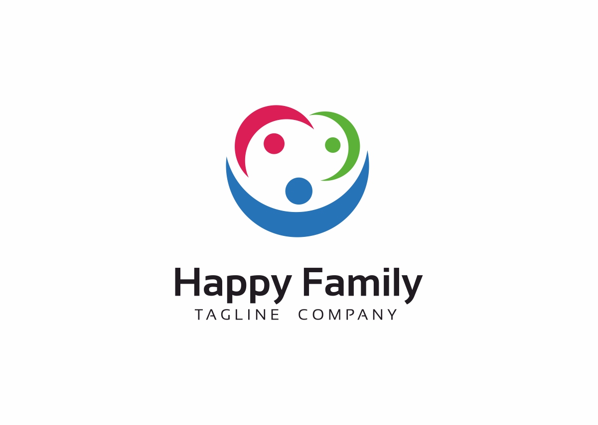 Download Шаблон логотипа "Happy Family Logo Template" / Happy Family Logo Template - Шаблон логотипа на тему графика baby business child children cloud community connect connection family foundation friend happy home kid kindergarten love man people social network